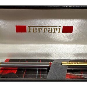 Ferrari Formula Gold & Silver Ballpoint Pen In Original Case